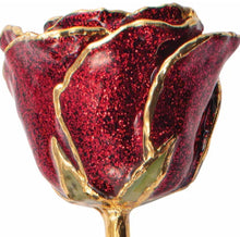 Cargar imagen en el visor de la galería, Lacquered and Gold Trimmed Rose - Red