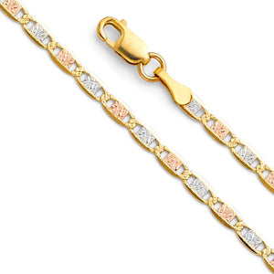 Tri Color  Valentino Chain or Bracelet - 2.6mm