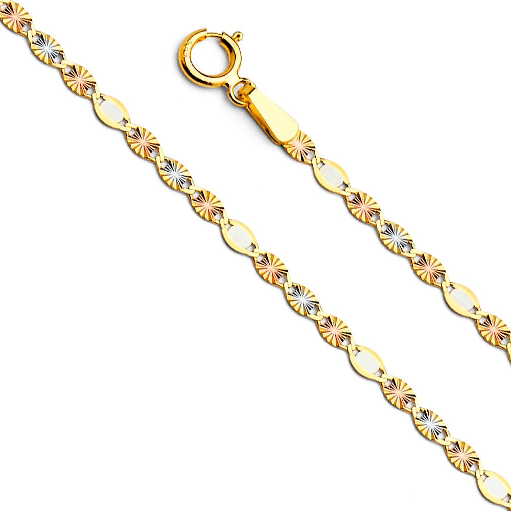 Tri Color Flat Valentino Star DC Chain - 2.1mm