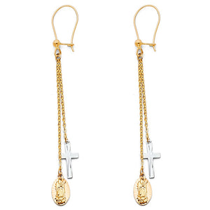 Cross and Guadalupe Hanging Earrings - H.48mm