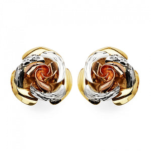 3C DC Rose Earrings W/Omega Clip