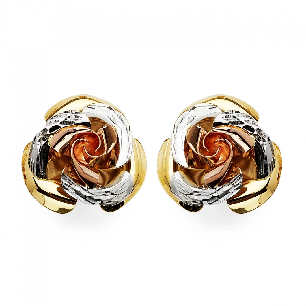 3C DC Rose Earrings W/Omega Clip