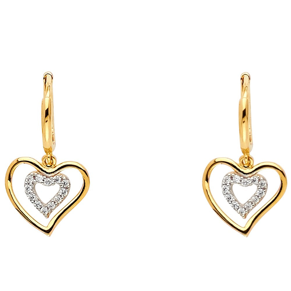 Double Heart Hanging Earrings
