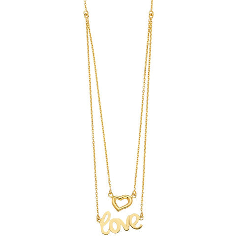 2Lines w/Heart+Love Chain Necklaces - 18