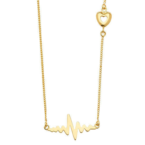 Heartbeat+Heart Chain Necklace - 18