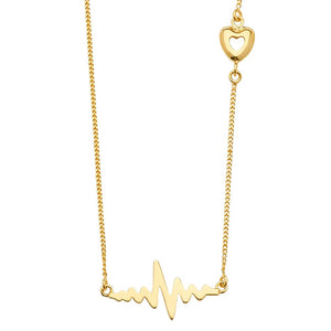 Heartbeat+Heart Chain Necklace - 18"