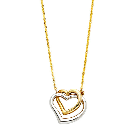 2T Double Heart Necklace - 17+1