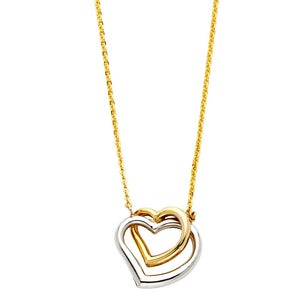 2T Double Heart Necklace - 17+1"