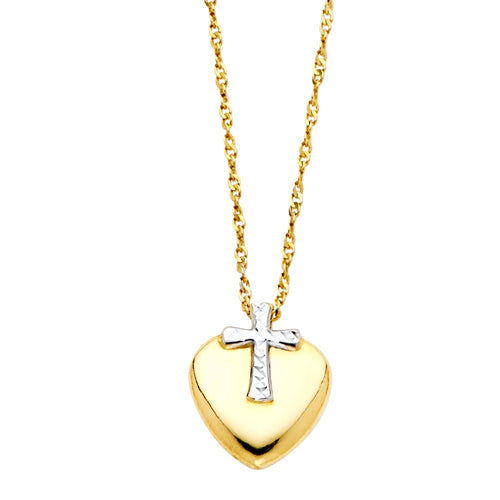 2T Cross Heart Necklace - 17+1