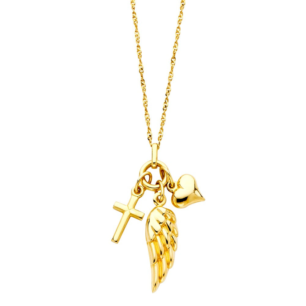 Cross+Heart+Wing Necklace - 17+1