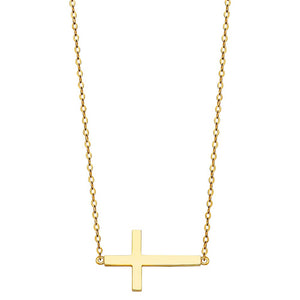 Side Way Cross Necklace - 17+1"