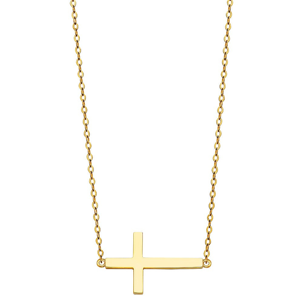 Side Way Cross Necklace - 17+1