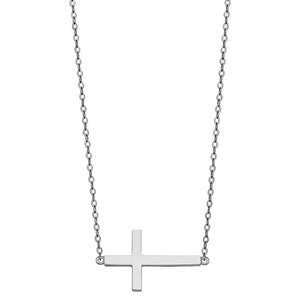 Side Way Cross Necklace - 17+1"