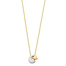 Load image into Gallery viewer, 2T Moon &amp; Star Necklace - 17+1&quot;