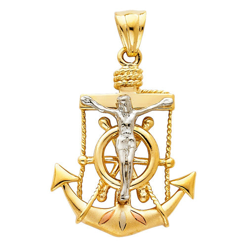 3C Jesus Crucifix Anchor Pendant - H. 26mm