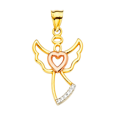 2T Angel With Heart Pendant - H.26mm