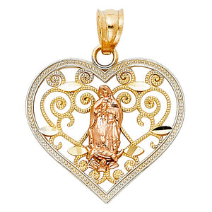 3C Heart with Guadalupe Pendant - H.20mm
