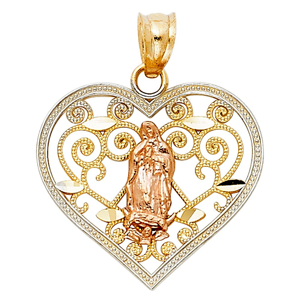 3C Heart with Guadalupe Pendant - H.20mm