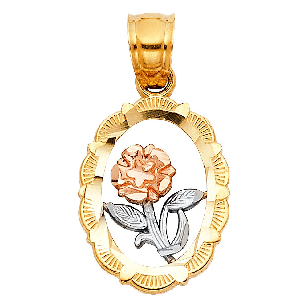 3C Rose in Oval Pendant - H.12mm