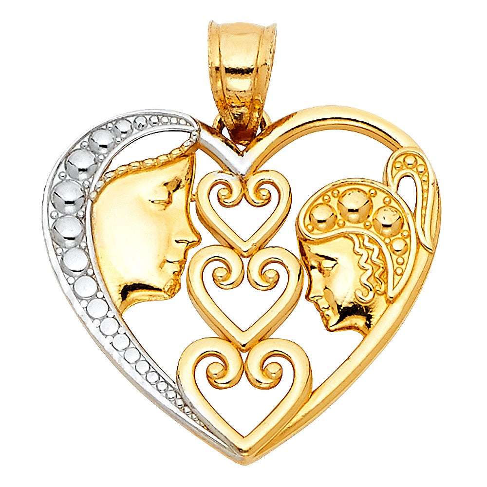 2T Mother and Child in Heart Pendant - H.20mm