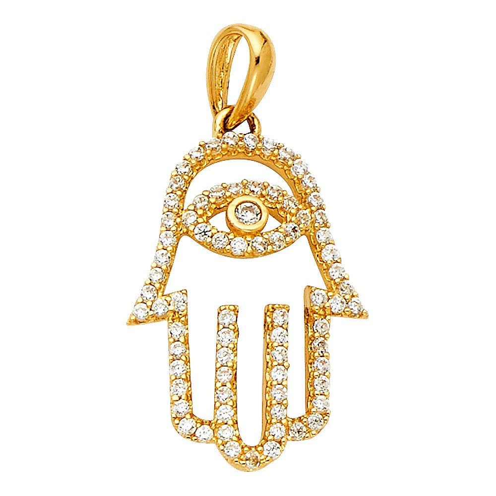 Hamsa Evil Eye Pendant - H. 20mm/W. 13mm