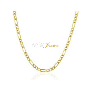 24" Figaro Chain - Gold over Silver .925 - 4mm
