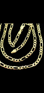 24" Figaro Chain - Gold over Silver .925 - 4mm